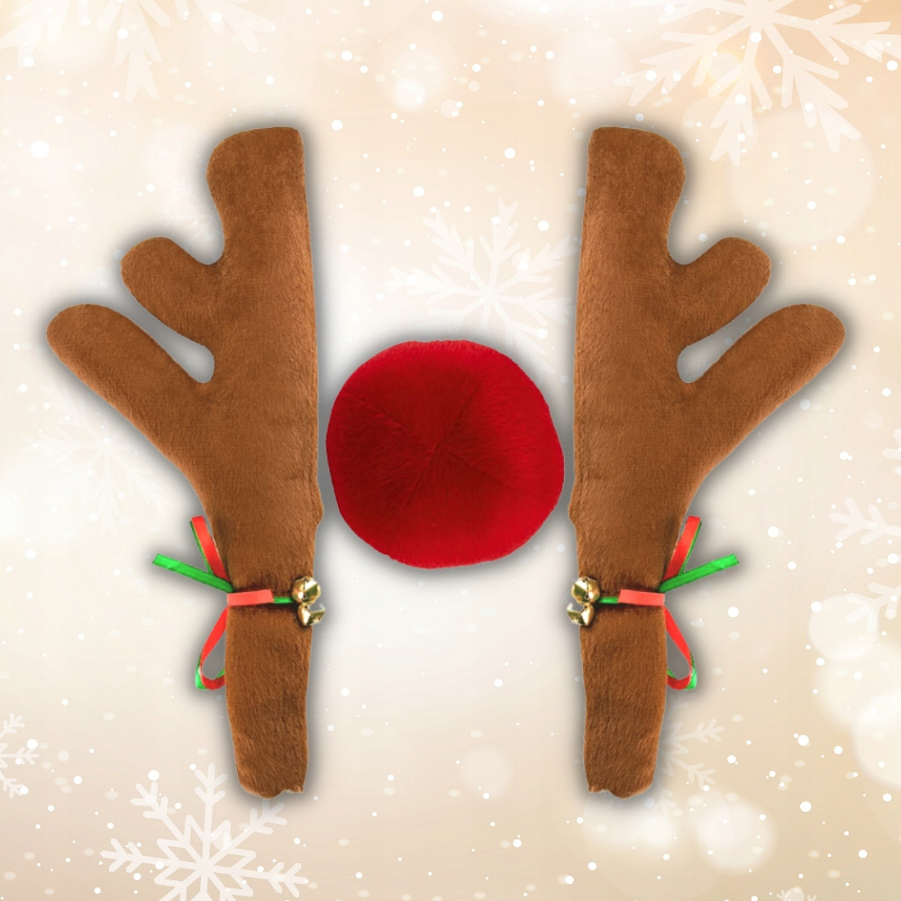 Zestaw rogów i nosa renifera na samochód