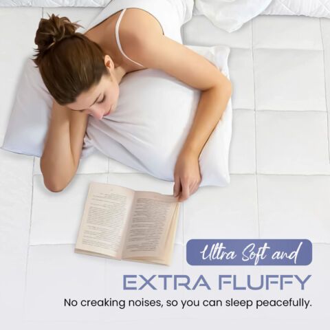 1pc Extra Thick Mattress Topper, Overfilled with 10cm Microfiber Filling with Deep Pocket, Plush Soft Pillow Top Mattress Topper Anti-Shift & Even Weight Distribution Single/Double/King/Super King