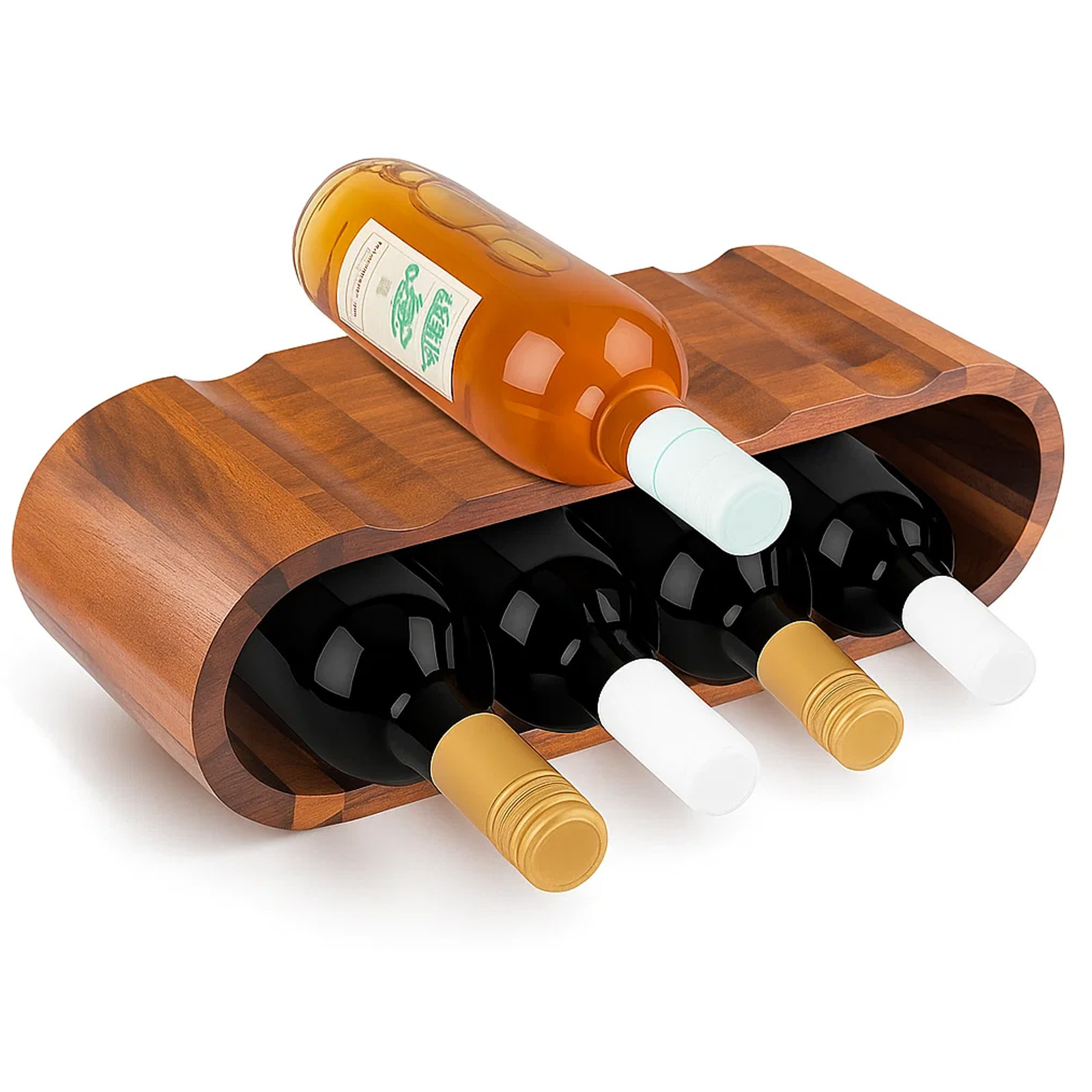 TEMU Wood Wine Storage Rack - 8-bottle Capacity Stand For Countertop, Cabinet, Or Wine Cellar Organization