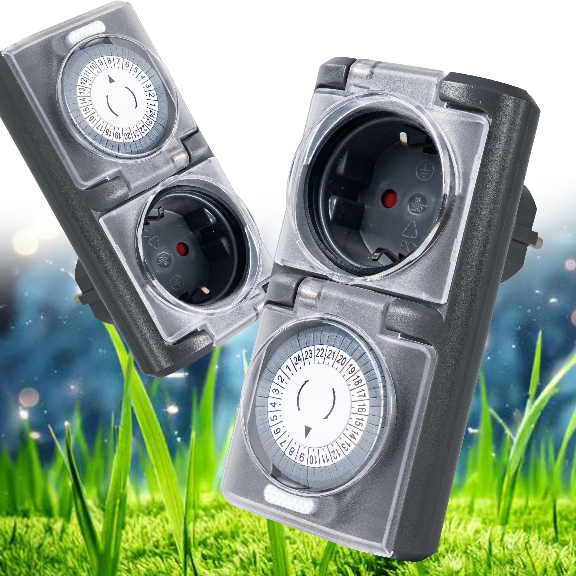TEMU Smile Outdoor Timer - 2pcs - Outdoor Timer Socket, Mechanical Outdoor Timer - Outdoor Timer For Outdoor Sockets, High Switching Power