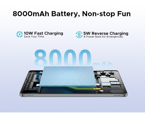 DOOGEE TAB G6 Tablet 11 inch Android 15 Tablets, 30GB+256GB/2TB tablet with sim card slot, 8000 mAh & T7250 Octa Core Android Tablets, 4G LTE + 2 Speaker + Widevine L1|Face ID|BT 5.0|5G WiFi|GPS