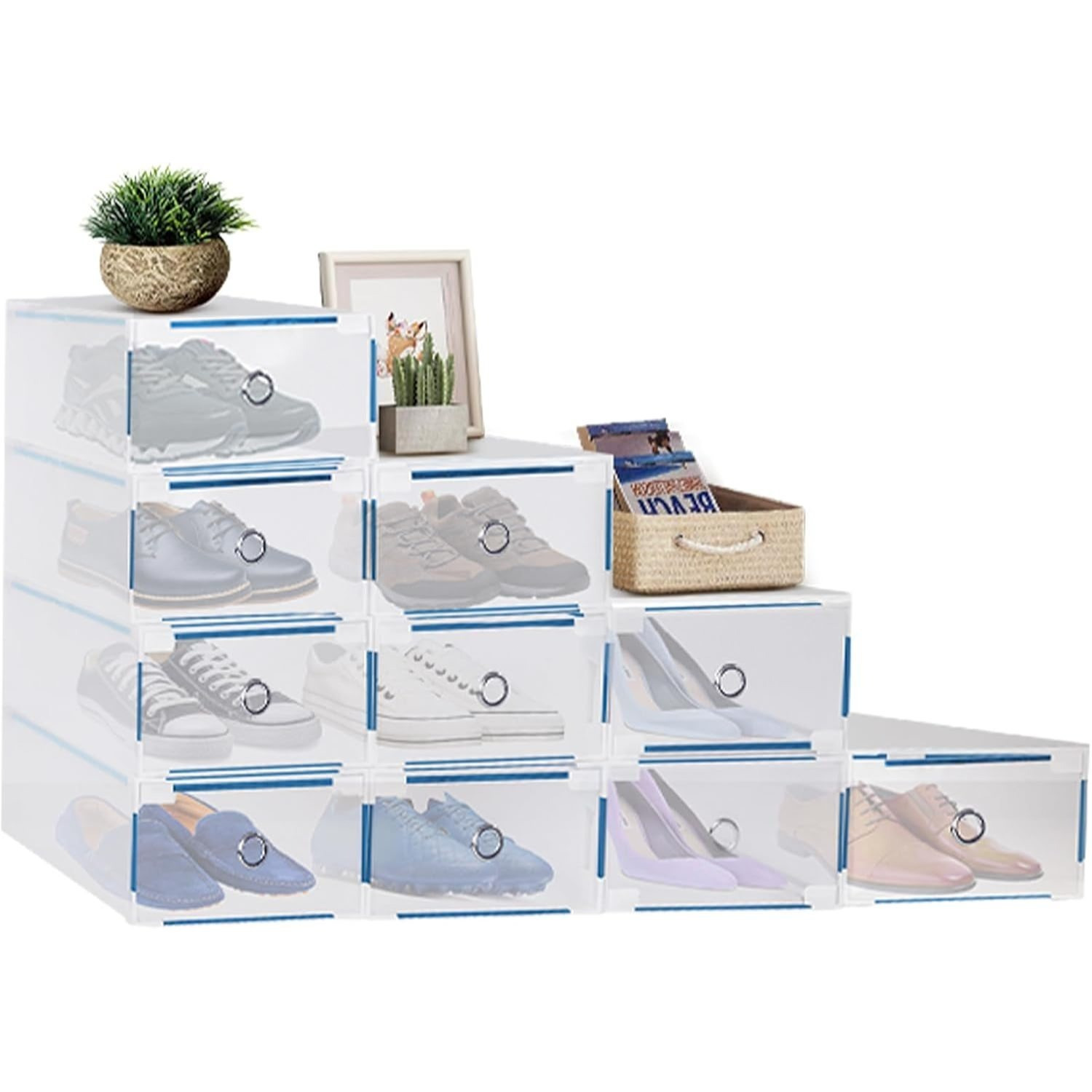 10pcs Set Shoe Boxes Shoe Box Shoe Box Shoe Storage Storage Box With Lid Transparent Plastic Stackable Organizer Diy Shoe Box Drawers