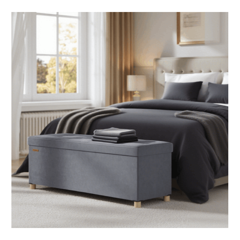 E-shop Aufbewahrungssitzkissen, klappbarer Hocker, mit Deckel, mit Stauraum, für verschiedene Einsatzzwecke geeignet, 38 x 110 x 40 cm, 112 Liter