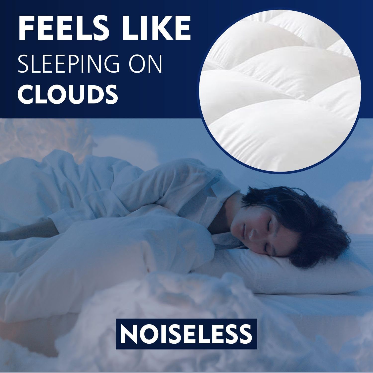 1pc Extra Thick Mattress Topper, Overfilled with 10cm Microfiber Filling with Deep Pocket, Plush Soft Pillow Top Mattress Topper Anti-Shift & Even Weight Distribution Single/Double/King/Super King