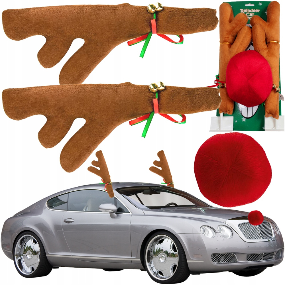 Czerwony nos renifera samochodowy