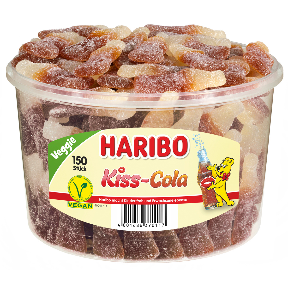 Image of Haribo Gmbh & Co. Kg Haribo Kiss Cola Sour Fruit Gummy Bottles With Sugar Veggie 1200g