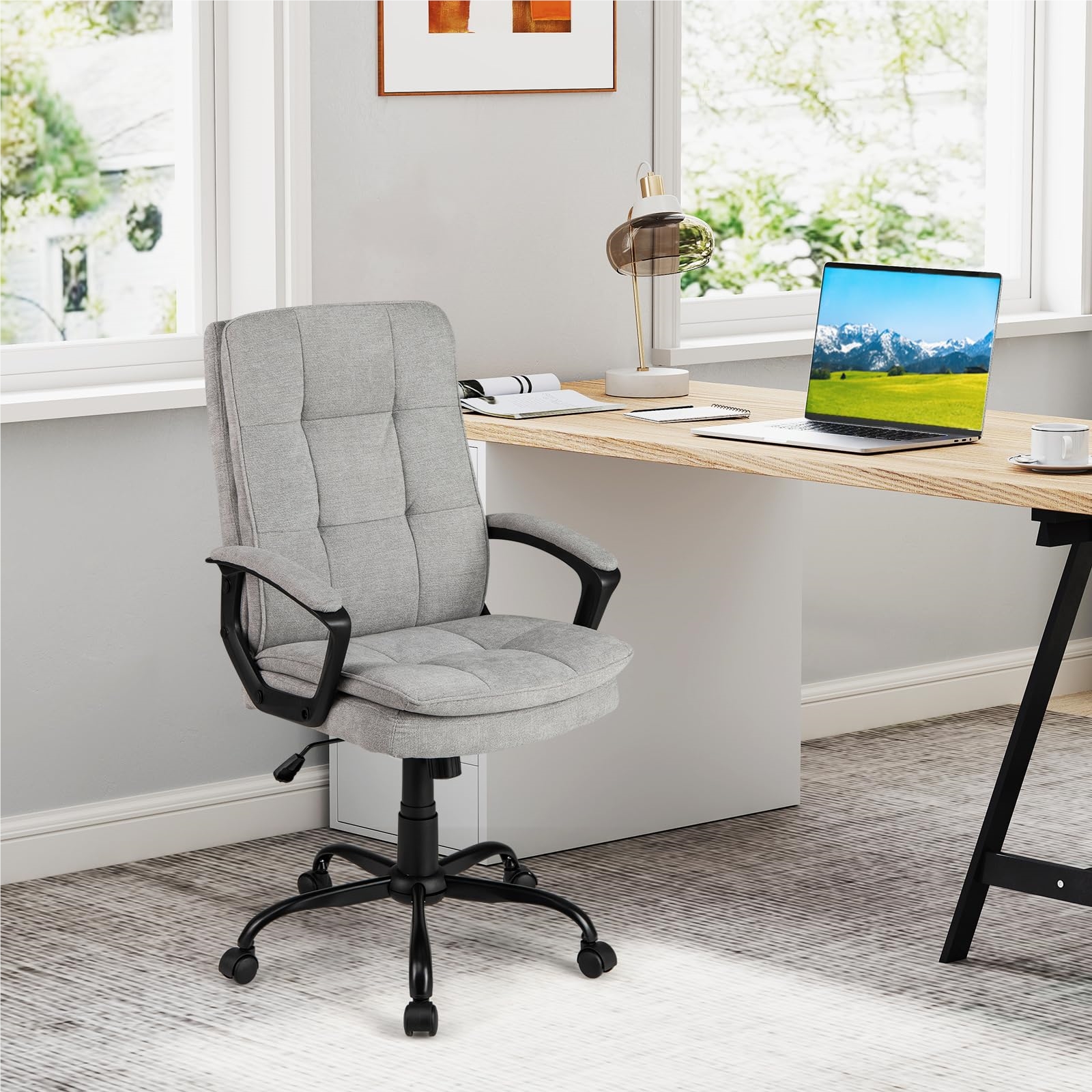 Ergonomic Office Chair, Height-adjustable Swivel Chair With Armrests & Wheels, Velvet-padded Computer Chair, Desk Chair For Home, Office, Bedroom