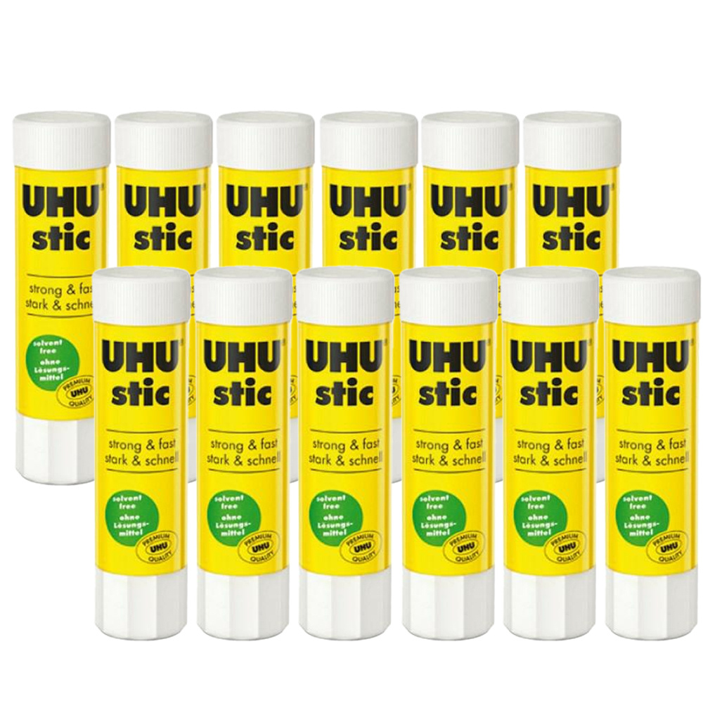 TEMU Uhu Stick Glue 8.2g White Transparent Pack Of 12 For School Office Crafts Solvent-free