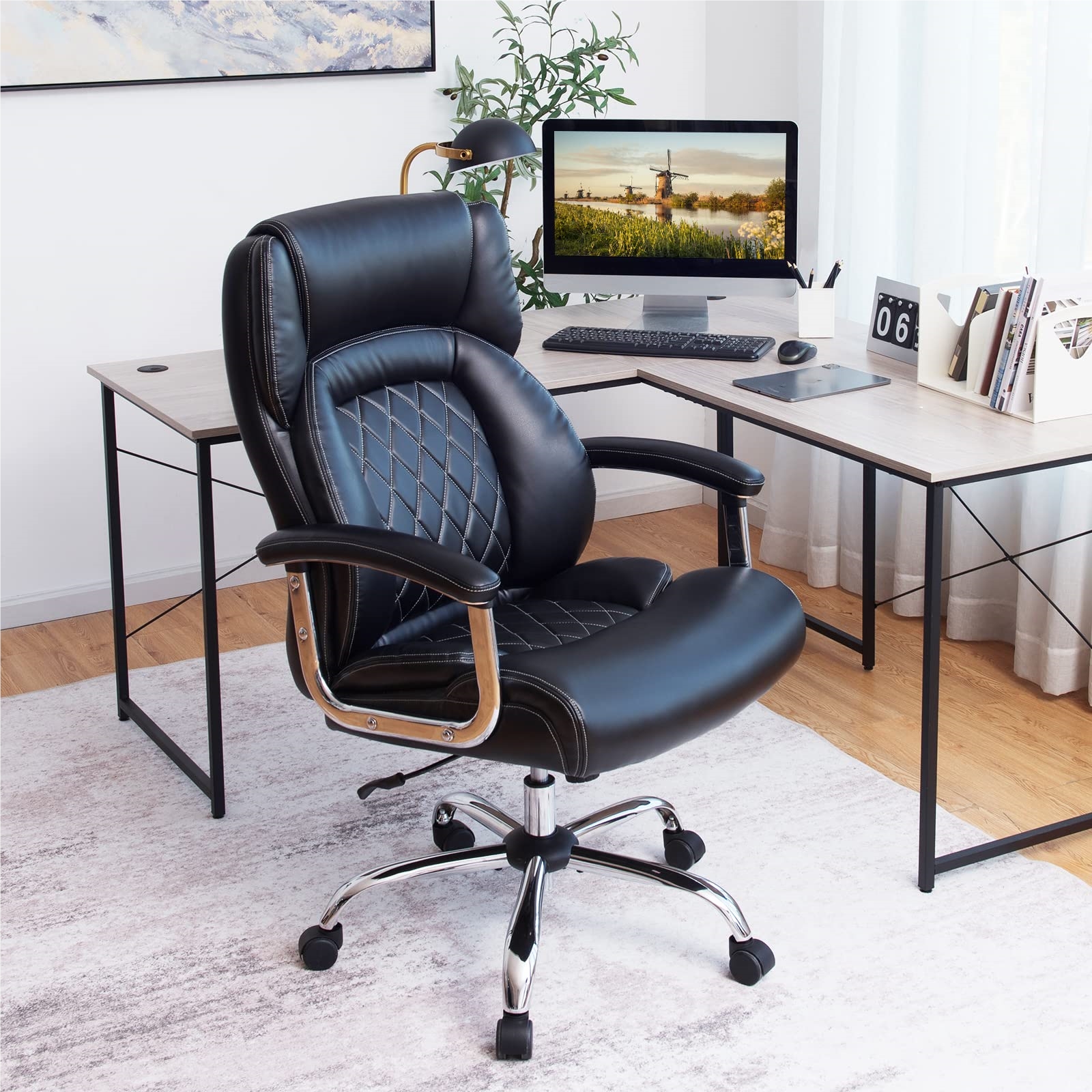 Image of Executive Chair, Ergonomic Office Chair Loadable Up To 225 Kg, Desk Chair With Tilt Function, Height-adjustable, Computer Chair, , Swivel Chair For Large People