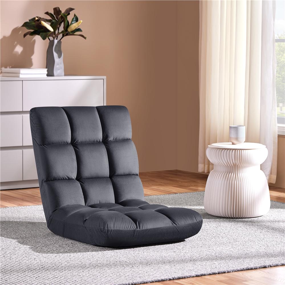 E-shop Costoffs Klappbarer Bodenstuhl mit Rückenlehne 14-stufig Verstellbares Bodenkissen Gepolsterter Bodensessel Faules Sofa Fensterstuhl Einzelsofa