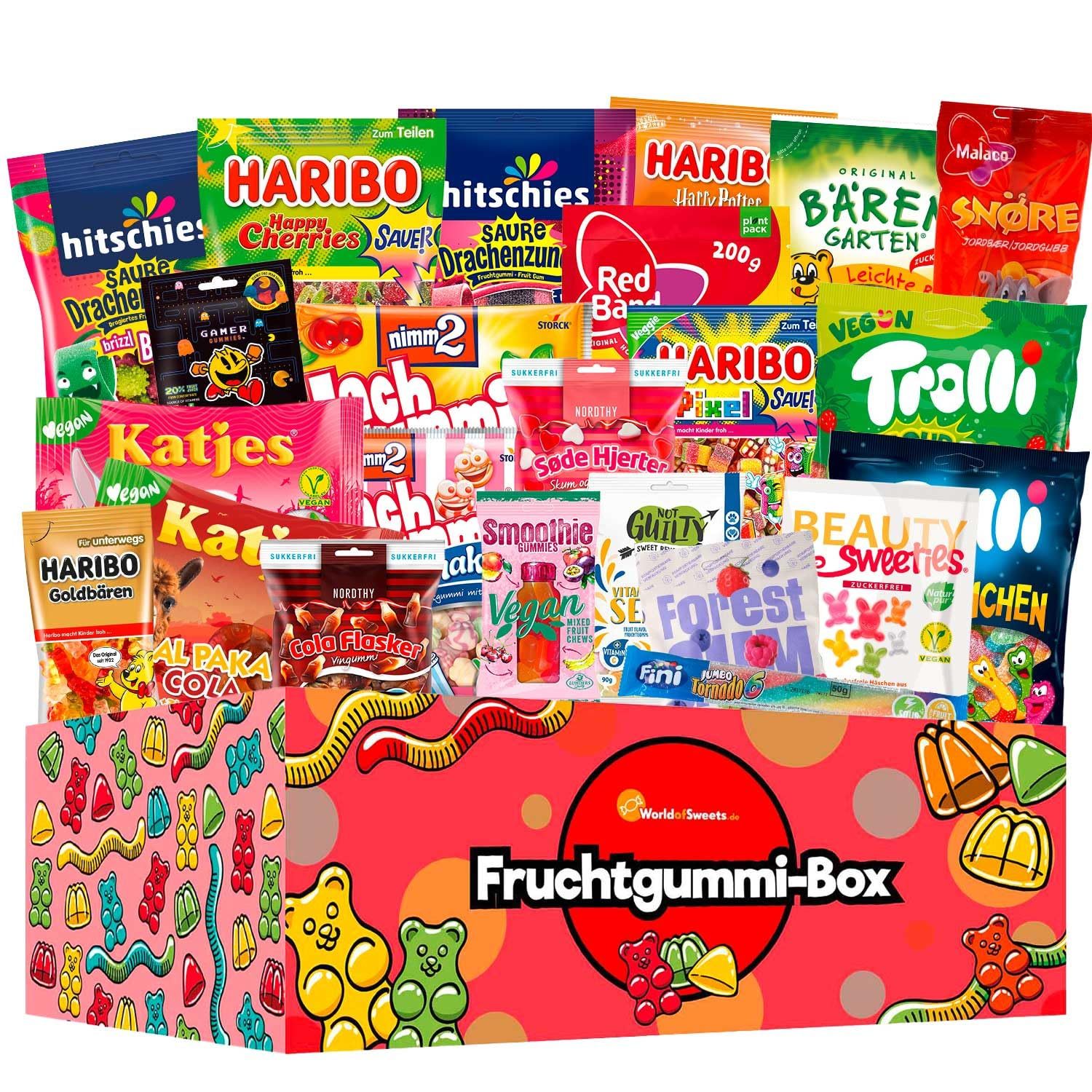 E-shop World of Sweets Fruchtgummi-Box – bunte Mischung mit Fruchtgummi & Weingummi zum Naschen, Teilen & Verschenken – süße Überraschungsbox für jeden