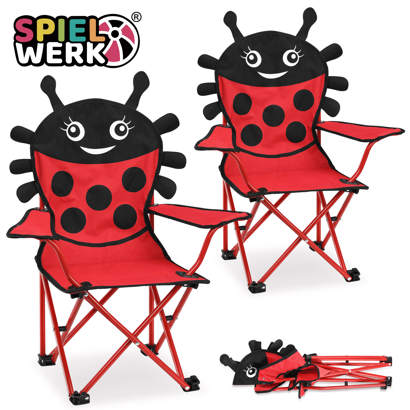 Image of Play Equipment Folding Chair 2pcs Set Carrying Bag Armrests 50kg Max. Foldable Garden Folding Chair Camping Chair Chair Children's Chair Picnic Chair