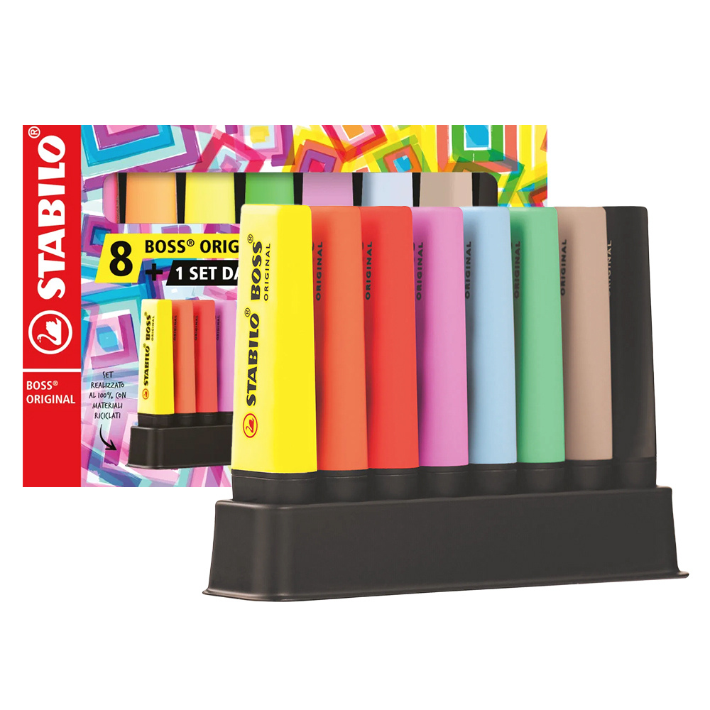TEMU Stabilo Boss Highlighters Pastel And Neon Set Of 8 Colorful Pieces With Pencil Case