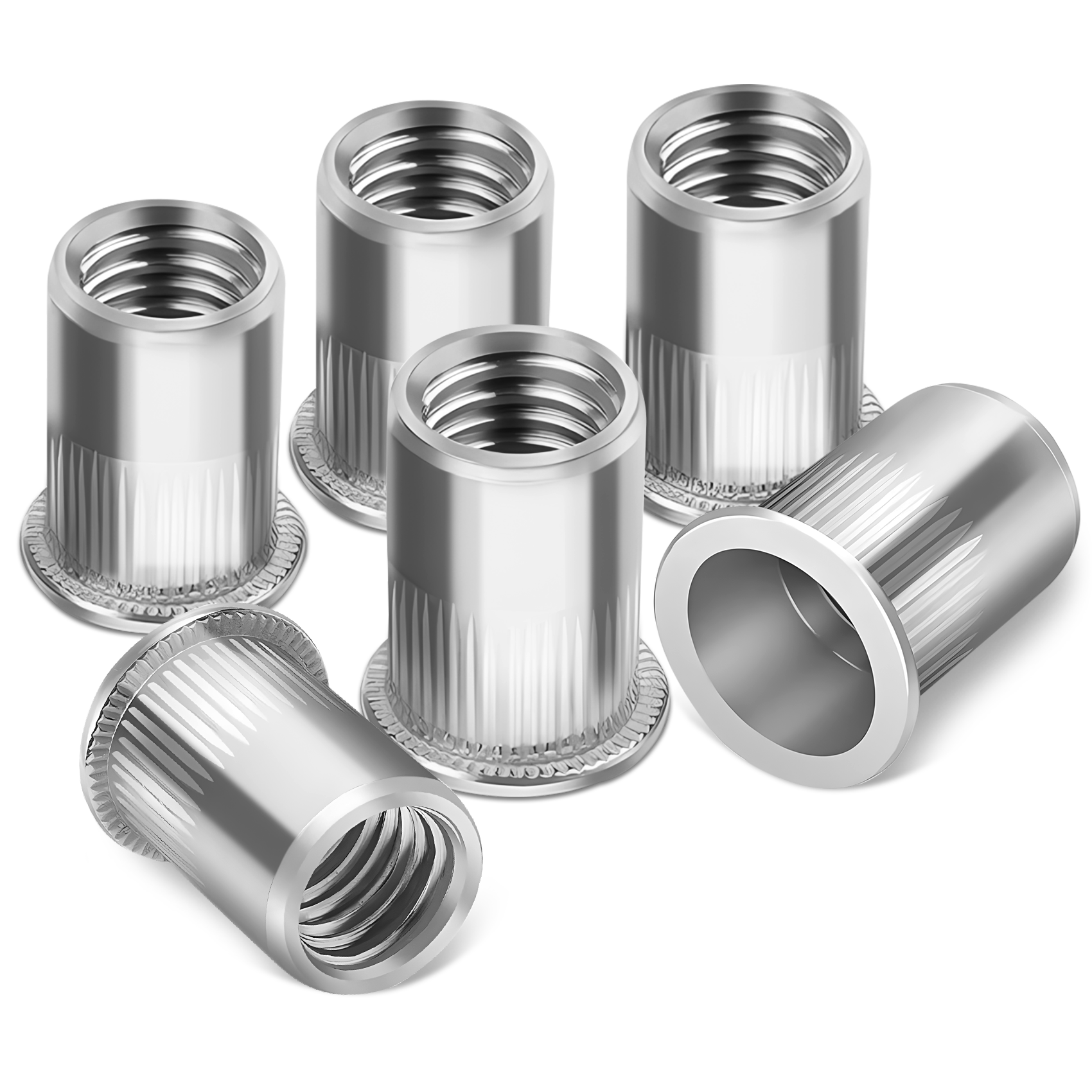E-shop 120 Stück Nietmuttern M8, Edelstahl Nietmuttern, Flachkopf Innengewinde Gewindenieten - Befestigung Nietmuttern set für Metallplatten, Rohren,