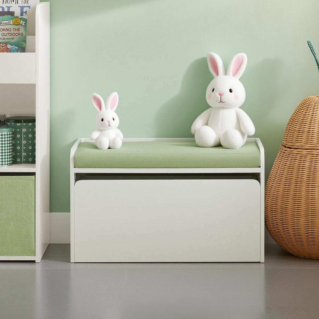 TEMU Cassapanca portagiochi per bambini Scatola portaoggetti Scarpiera con sedile 60x34x35cm KMB80-W SoBuy