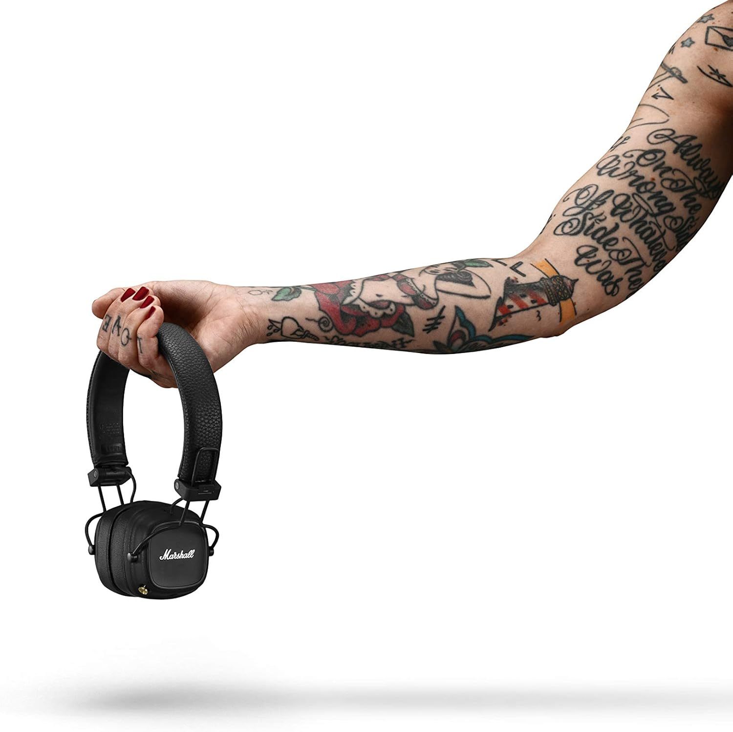 Marshall Major IV On Ear BlueTooth Headphones, Wireless Earphones, Foldable, 80+ Hours Wireless playtime- Black