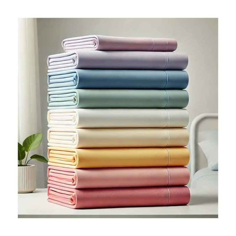 TEMU Lot de 6 draps Housses 140 x 190 cm Bonnets 25cm Qualité 57 Fils au cm² Couleurs Aléatoire -Plis Repassage-Facile