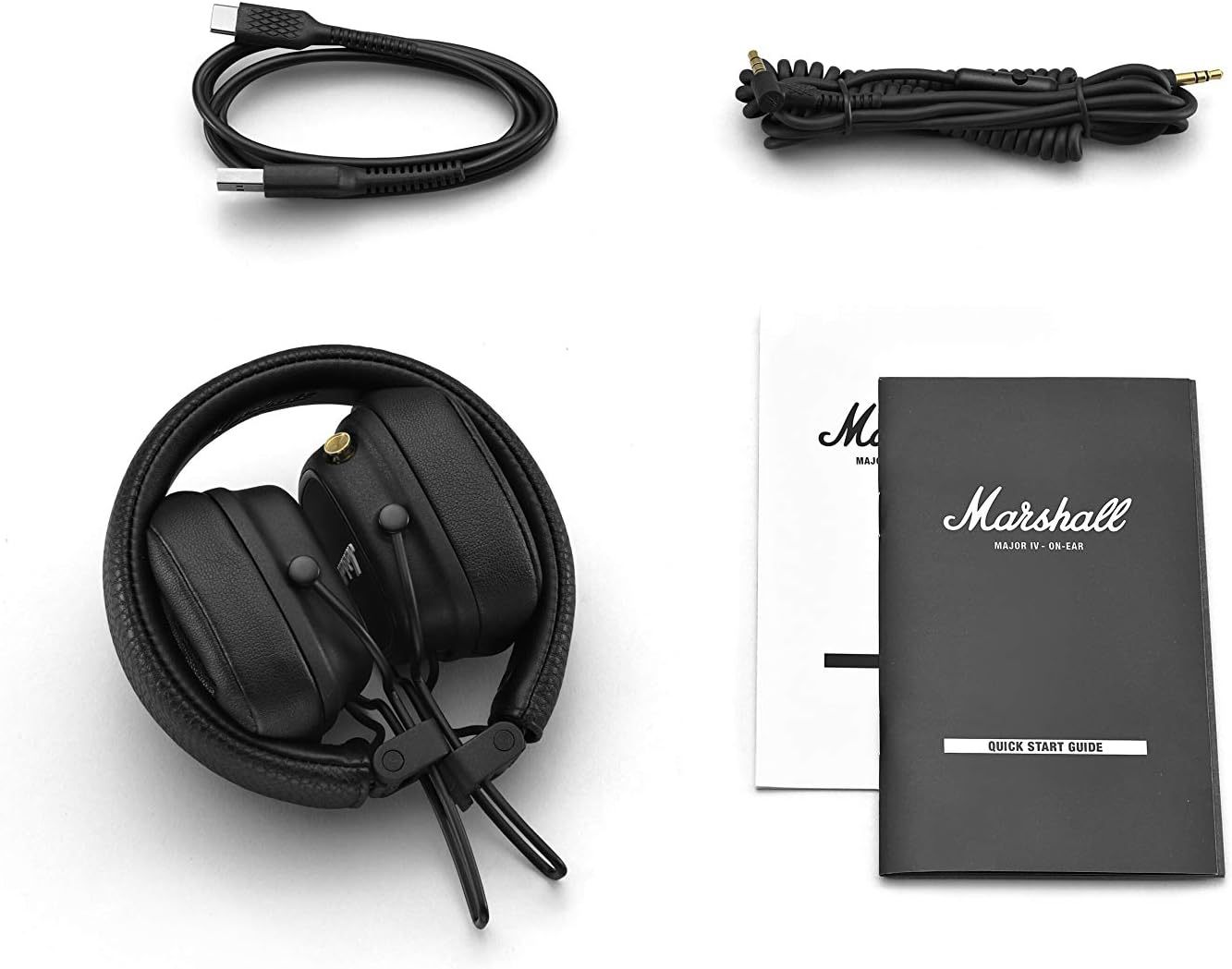 Marshall Major IV On Ear BlueTooth Headphones, Wireless Earphones, Foldable, 80+ Hours Wireless playtime- Black