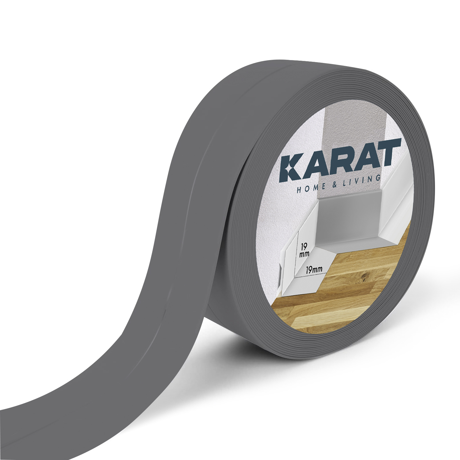 Image of Karat Soft Skirting Board Riga - 19 X 19 Mm - Self-adhesive Folding Skirting - Pvc Skirting Board For Kitchen And Bathroom - Joint Sealing Tape - In 3 Colors & 3 Lengths