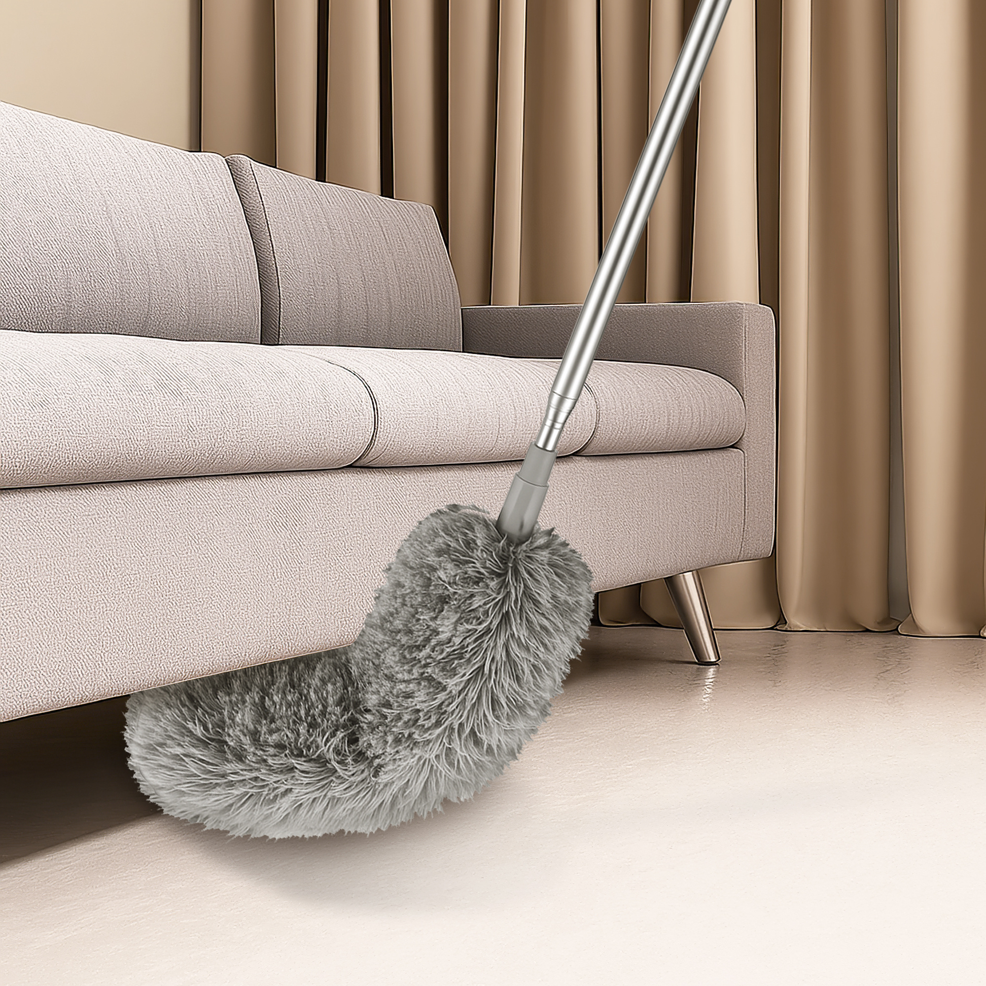 TEMU Télescopique Extensible jusqu'à 250 cm, Garniture Amovible en Microfibre, Manche en Acier Inoxydable, Absorption Efficace des Poussières, Idéal