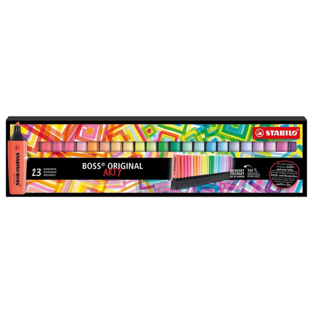 TEMU Stabilo - Boss Deskset Arty Highlighters In 23 Assorted Colors: 9 Fluorescent + 14 Pastel (7023-01-5)