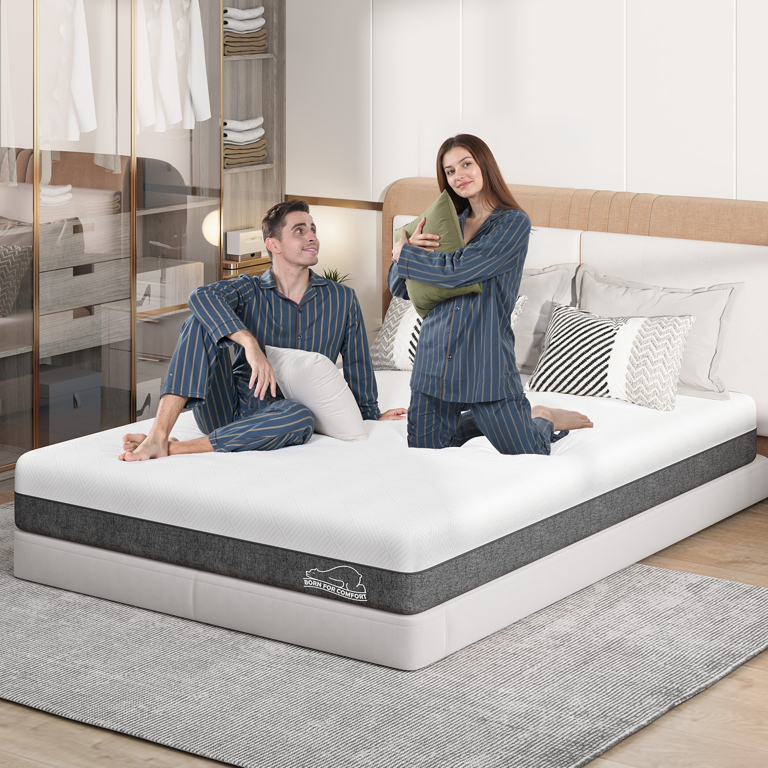 TEMU Hybrid Memory Foam White Mattress For Pressure Relief And Motion Isolation, 30 Cm Thickness