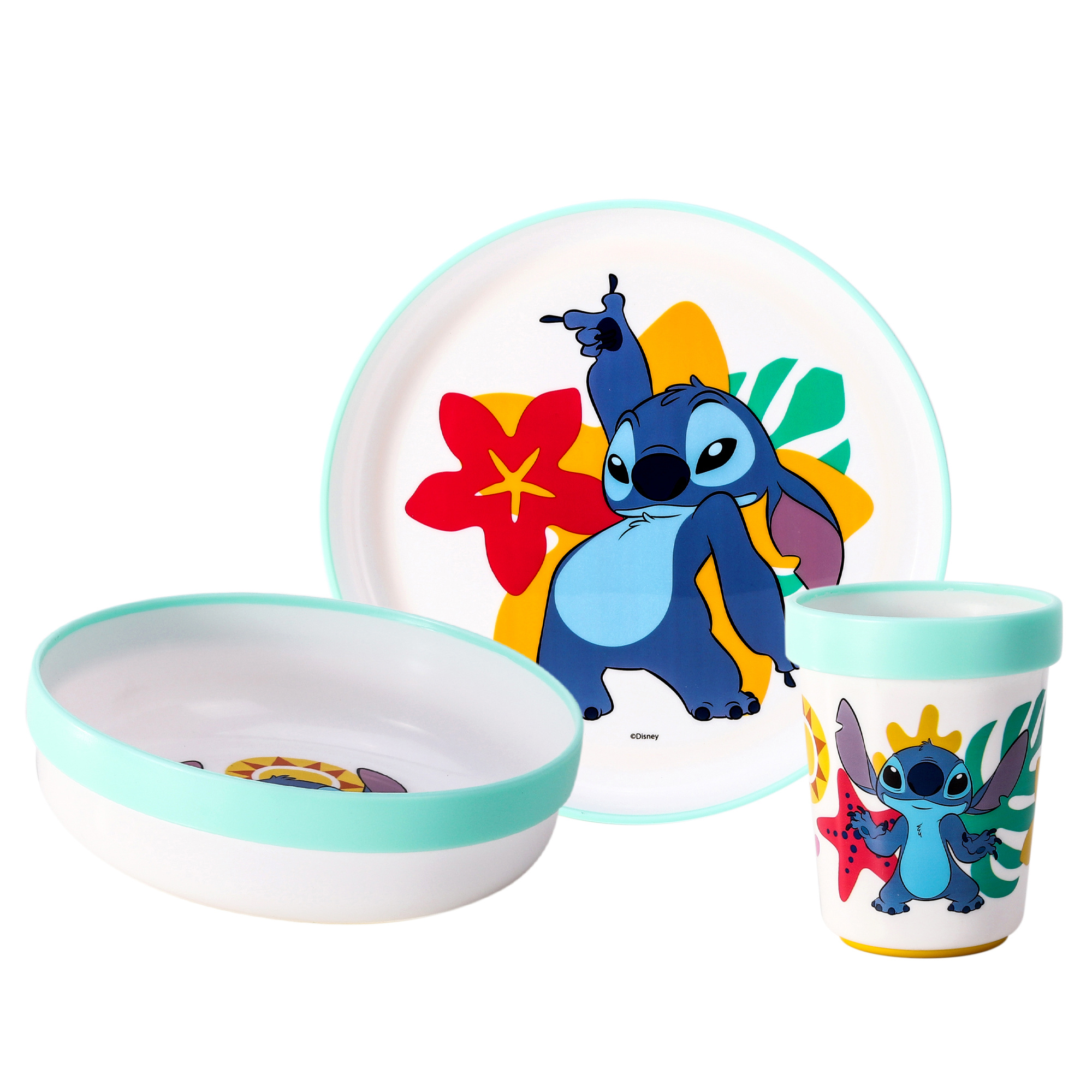 TEMU Stitch 3pcs Premium Kids Dinner Tableware Set Plate, Bowl & Tumbler, Bpa Free