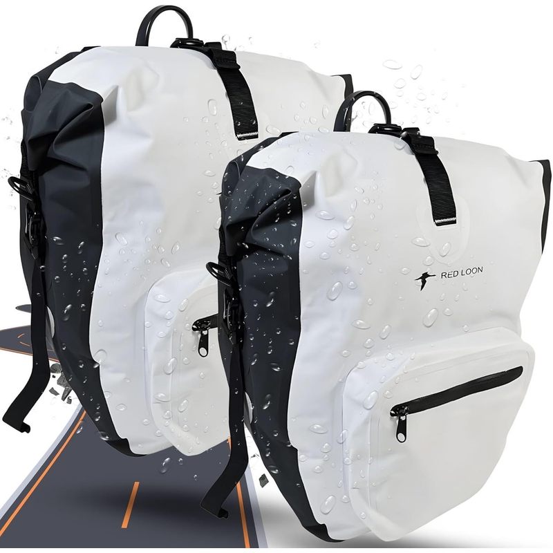 Image of Bicycle Bag Ebike Rear - Bike Packing - Waterproof Pannier For Luggage Carrier - Bicycle Bag - Rear Bicycle Bag - Bicycle Bag Luggage Carrier - Rear Bag - Bicycle Luggage Box - White
