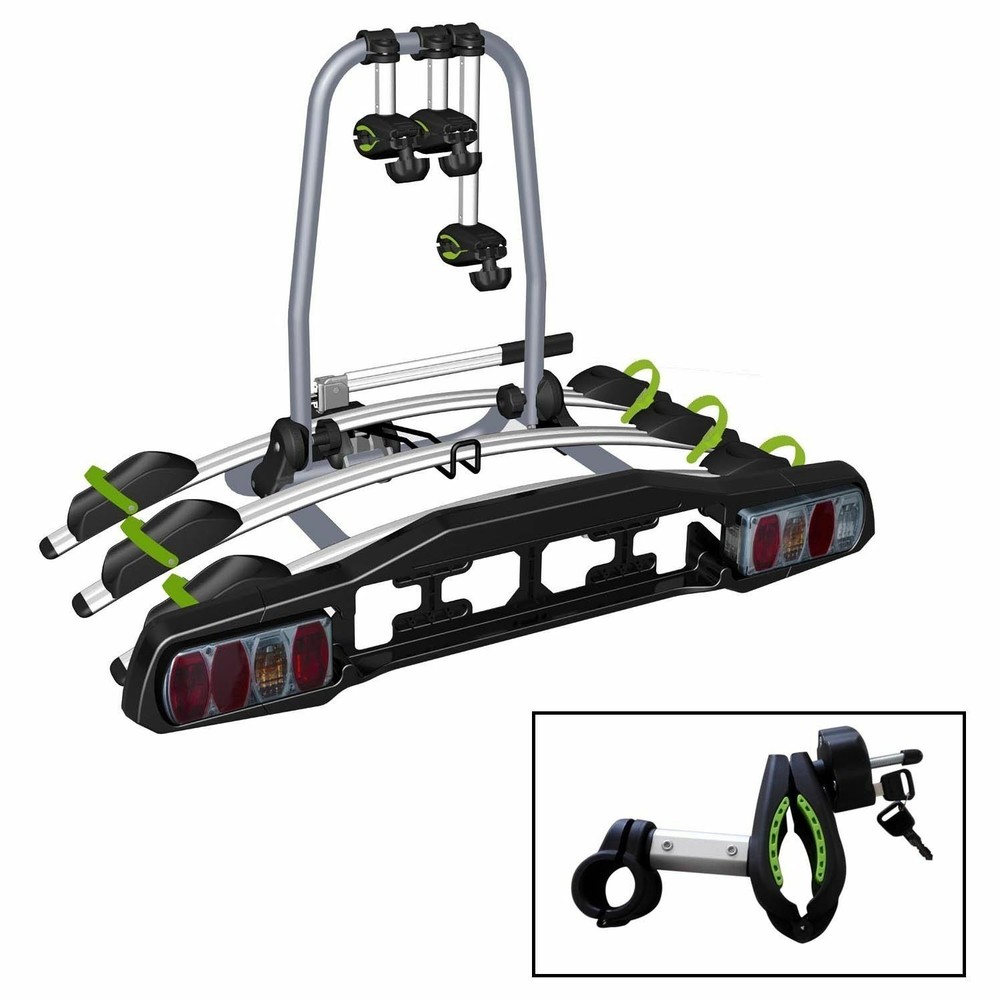Vdp-tba3 Lockable Bicycle Rack, Foldable For 3 Bikes, For Tow Bar