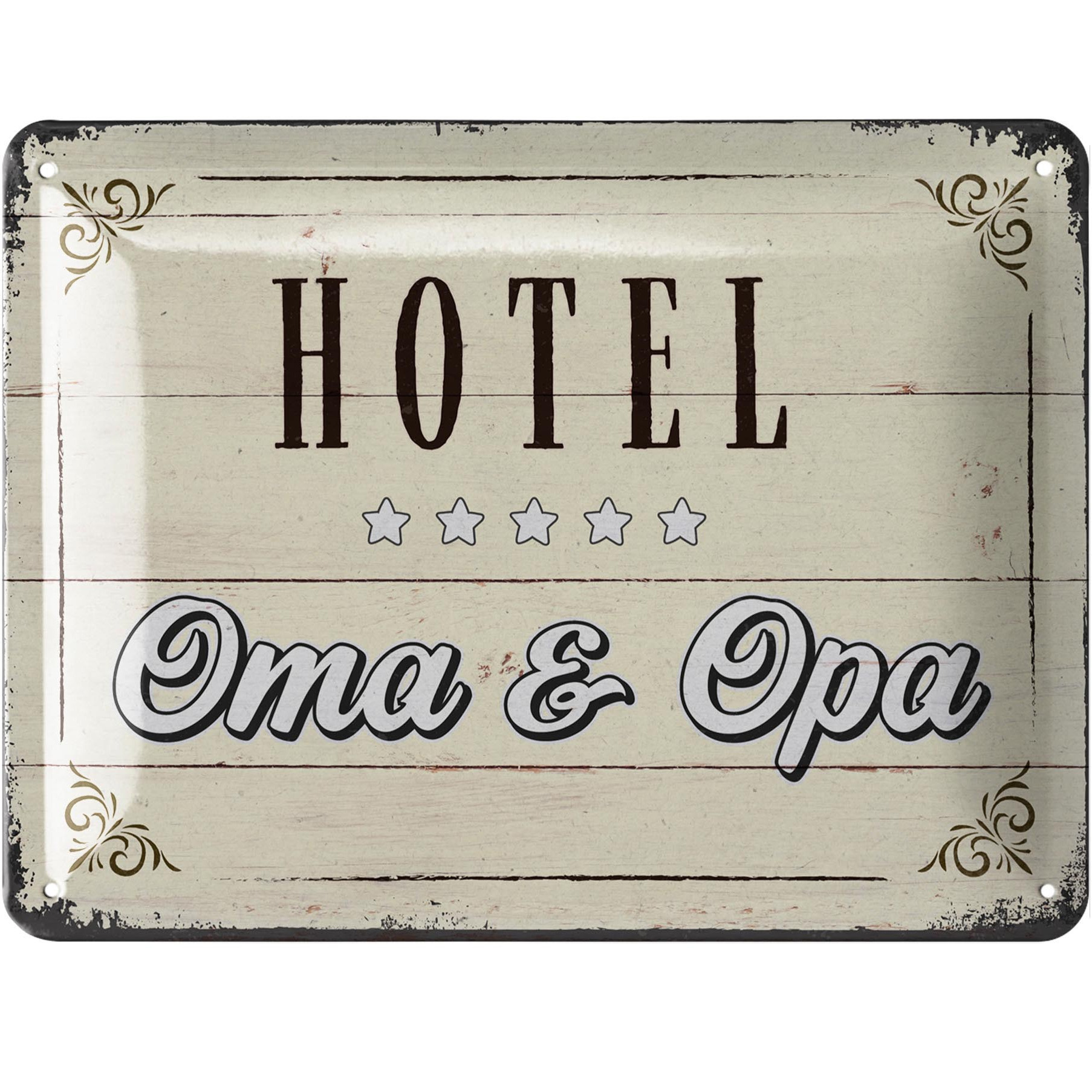 Image of Retro Metal Sign Grandma And Grandpa Sign - Hotel Grandma And Grandpa Gifts - Gift For Grandparents - Door Sign And Wall Decoration - Vintage Metal Sign In Wood Look 15x20cm Classic Edition