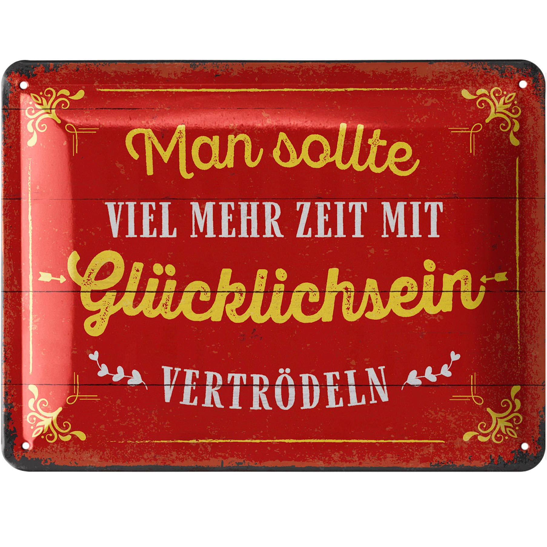 Image of Retro Tin Sign 'waste Time With Happiness', Vintage Metal Signs With Sayings, Shabby Chic Kitchen And Garden Decor, Funny Metal Signs 15x20cm Classic Edition