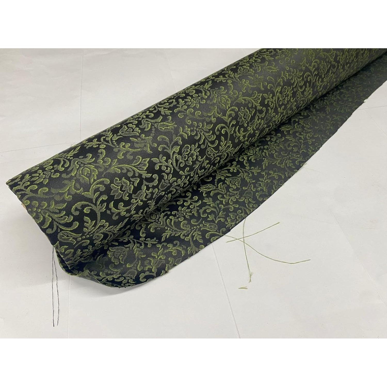 Image of Fabric By The Meter, Brocade Fabric, Green Bottle/black Jacquard Fabric, Decorative Fabric, Upholstery Fabric