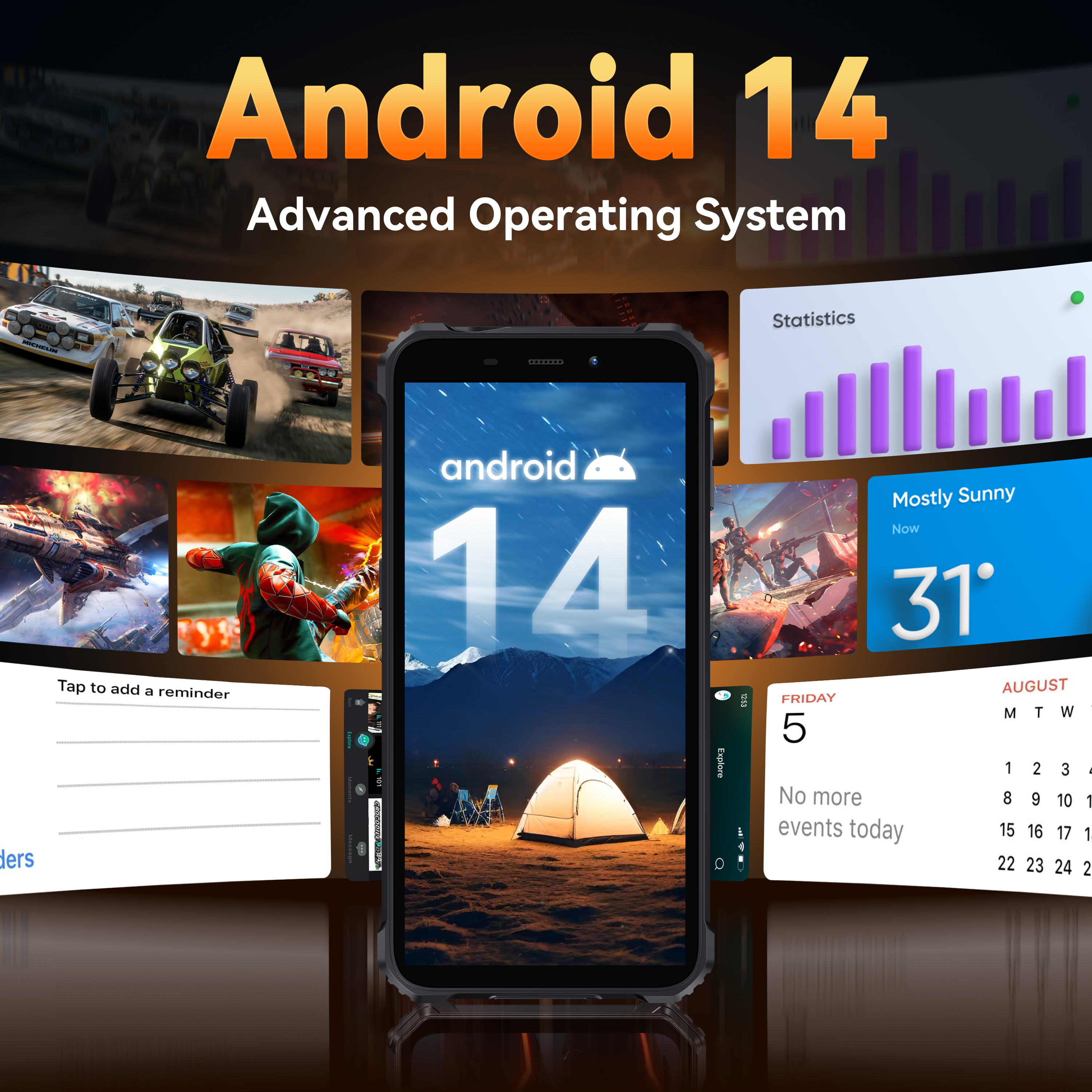 OUKITEL G3 Rugged Smartphone | 16 (4+12)GB RAM+128GB ROM/1TB Expandable | 6300mAh Battery phone | 6.0 inch HD + Corning Glass 5 | Android 14 | IP68/69K Waterproof, 4G Dual,OTG,GPS,2025