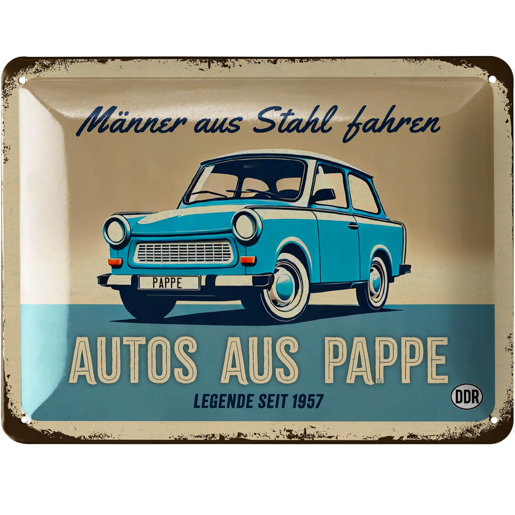 E-shop Blechschild , DDR Geschenke für Männer, Trabi Geschenke, Ossi DDR Produkte Haushalt passend für DDR Geschenkbox, 15x20cm Classic Edition