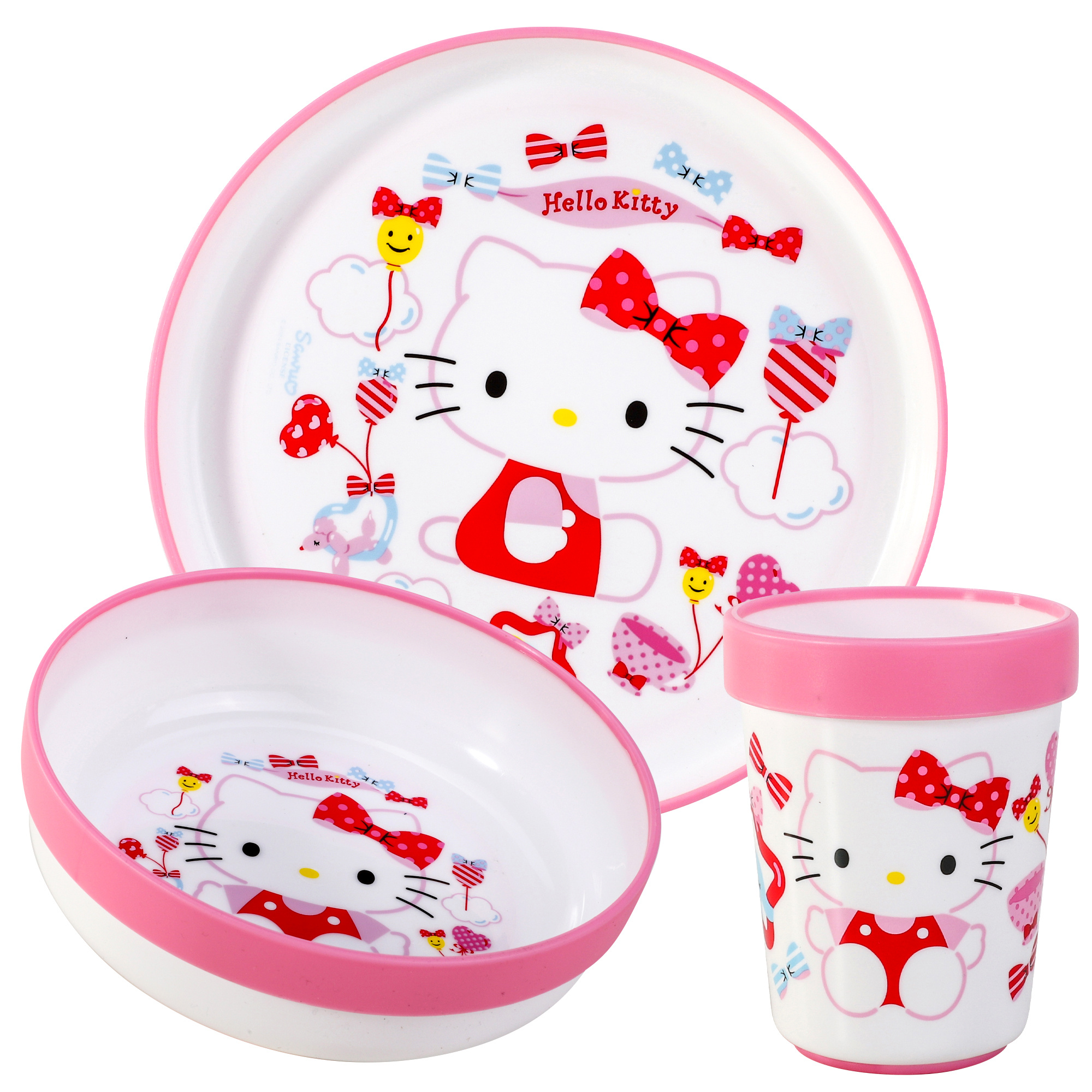 TEMU Hello Kitty 3pcs Premium Kids Dinner Tableware Set Plate, Bowl & Tumbler, Bpa Free