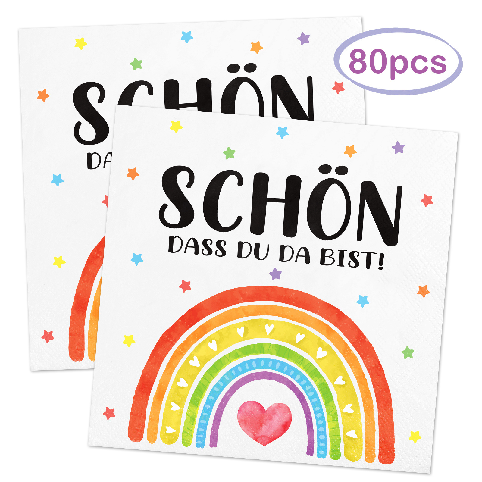 E-shop 40 Servietten in Regenbogenfarben, geeignet für Taufen, Geburtstage, Partys, Konfirmationen, Kommunionen, Tischdekorationen, Feste zum Thema