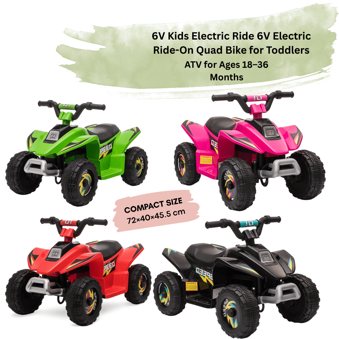 6V Electric Ride-On Quad Bike for Toddlers – ATV Toy with Forward/Reverse, 4-Wheel Design, Safe Speed 1.9–3.8 km/h, for Ages 18–36 Months, 72×40×45.5 cm