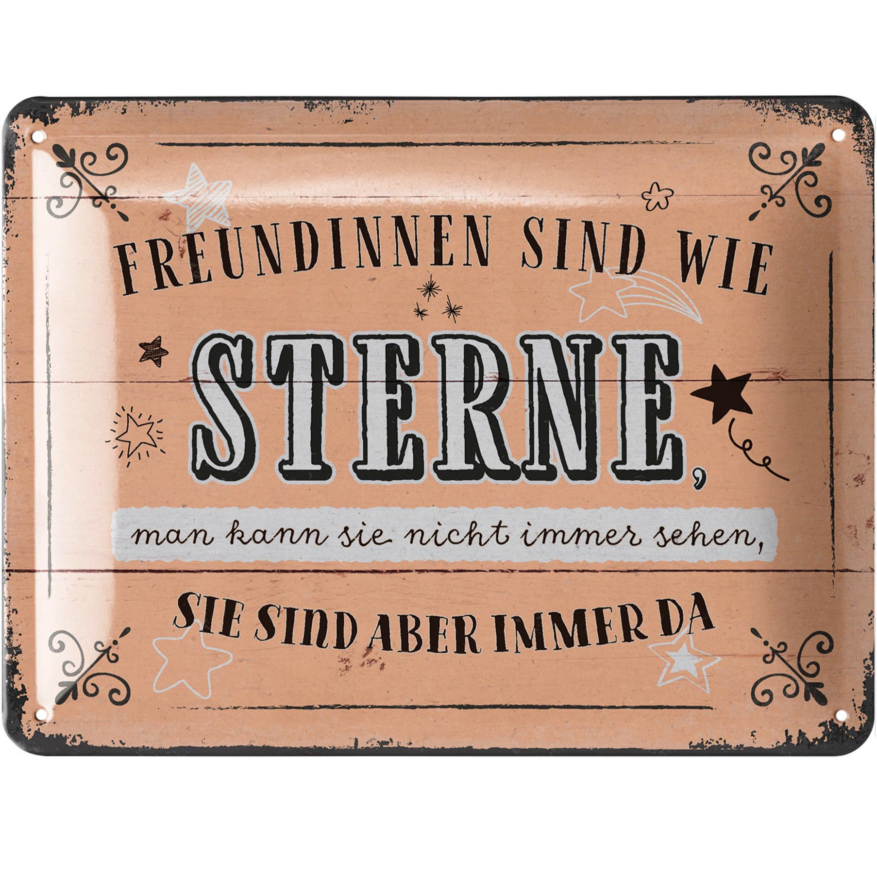 Image of Retro Tin Sign Are Like Stars Gift - Bff Things For Girls' Evening - Shabby Chic Decorative Sign With Friendship Quote - Vintage Metal Sign 15x20cm Classic Edition