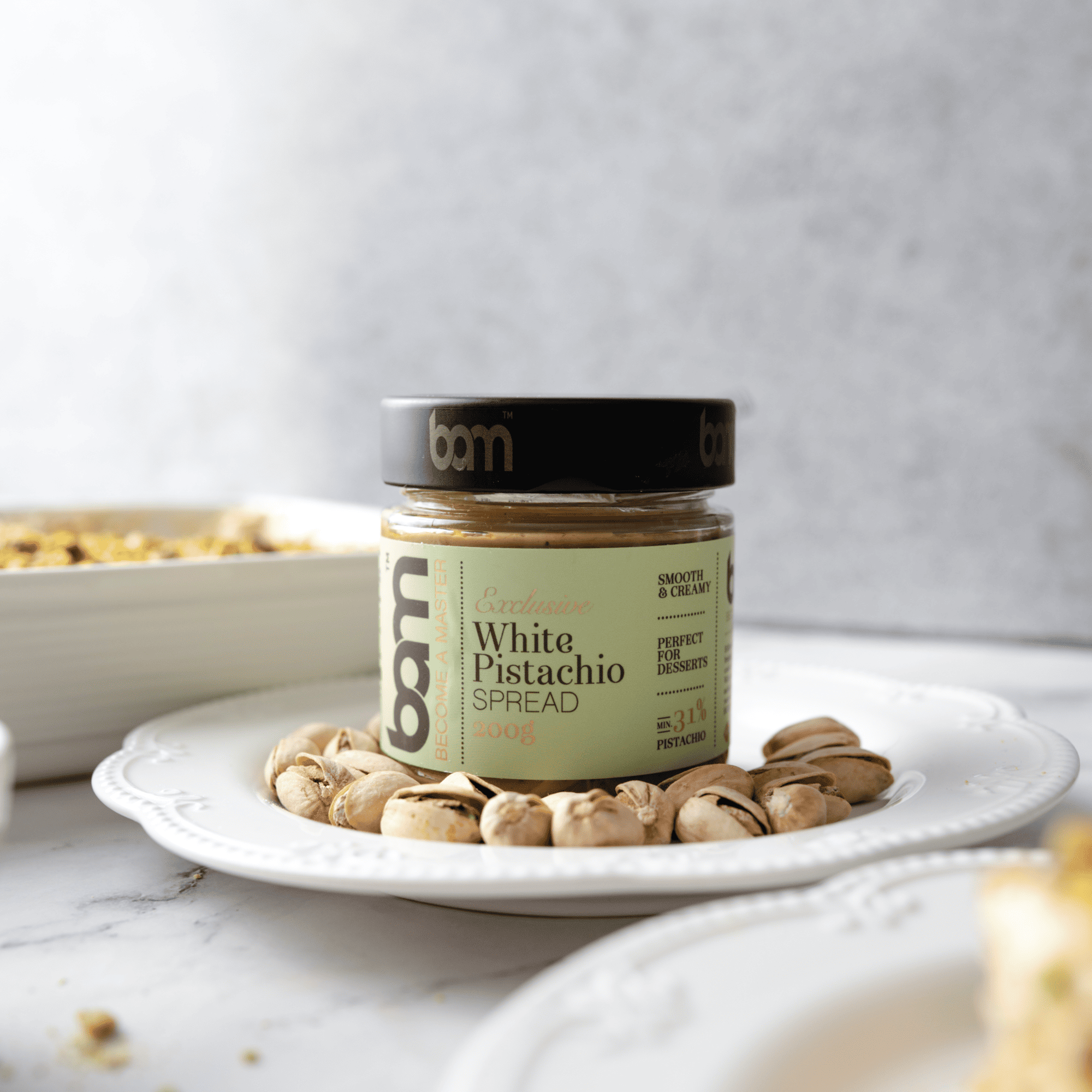Image of Bam Pistachio & White Chocolate Spread 200g – Creamy Gourmet Delight For Sweet Moments – Premium Spread For Baking, Pancakes & More