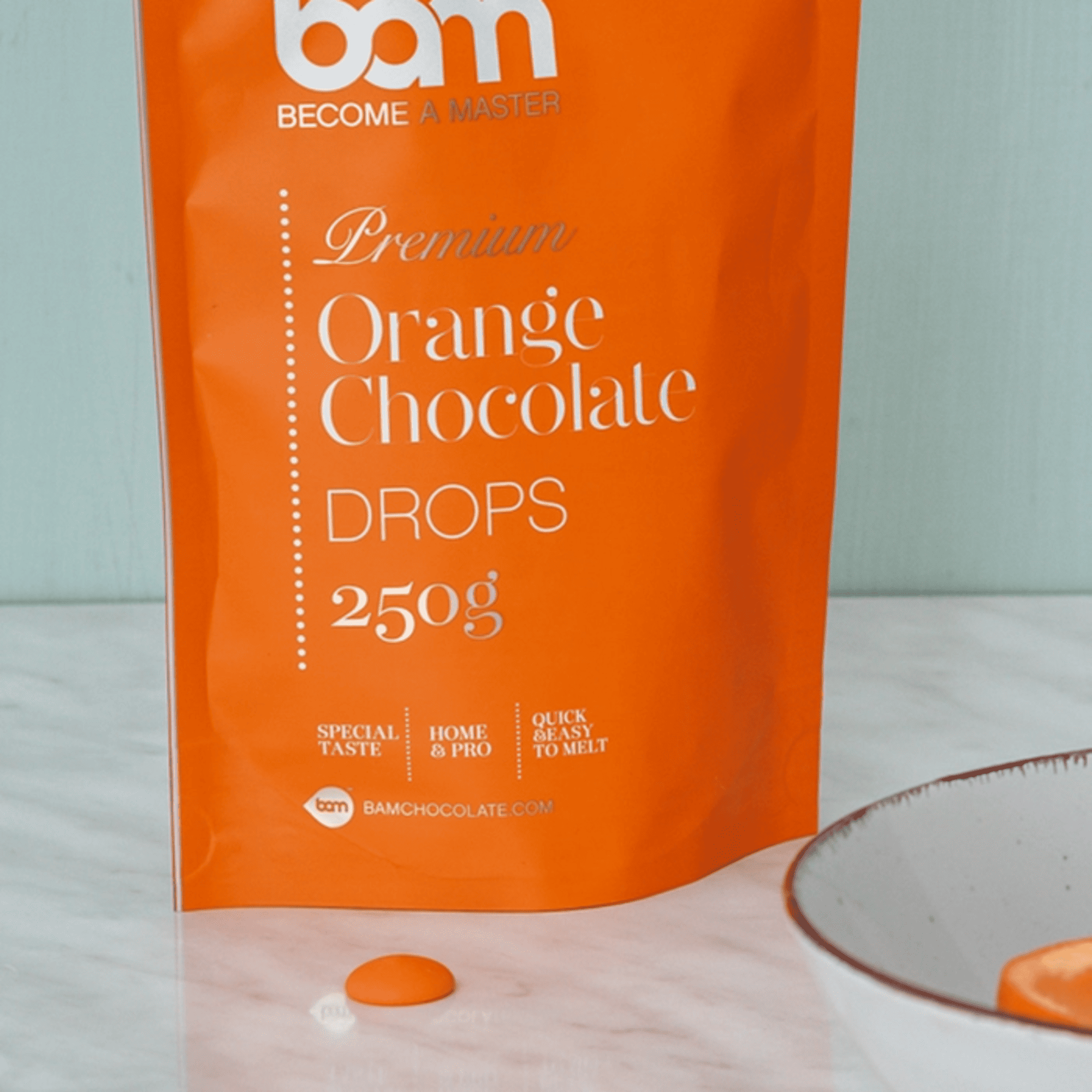 Image of Bam Orange Chocolate Drops 250g – Zesty Orange-flavored Chocolate – Smooth & Fruity For Baking, Desserts & Snacks – Orange Drops – Gourmet Chocolate – Perfect For Chefs, Home Bakers & Dessert Lovers