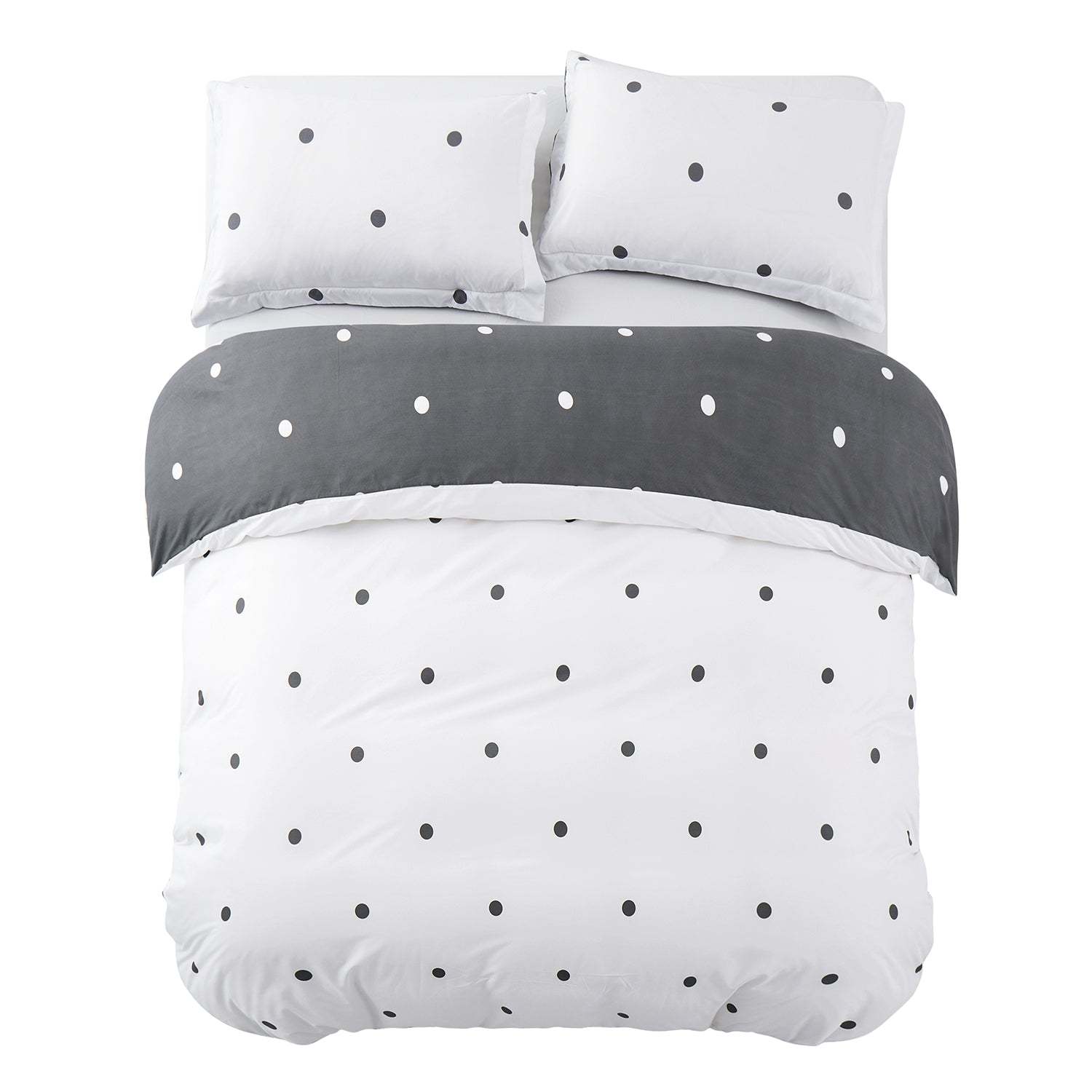 3pcs Polka Dot Printed Duvet Cover Set, Reversible Soft Breathable Microfiber, All-Season, Machine Washable, Includes Pillowcases for Bedroom, Guest Room, Dorm