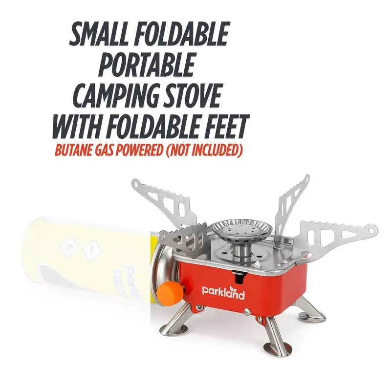 TEMU Small Foldable Portable Outdoor Butane Gas Stove For Travel Hiking Picnic Bbq, Portable Camping Stove With Foldable Legs & Bracket