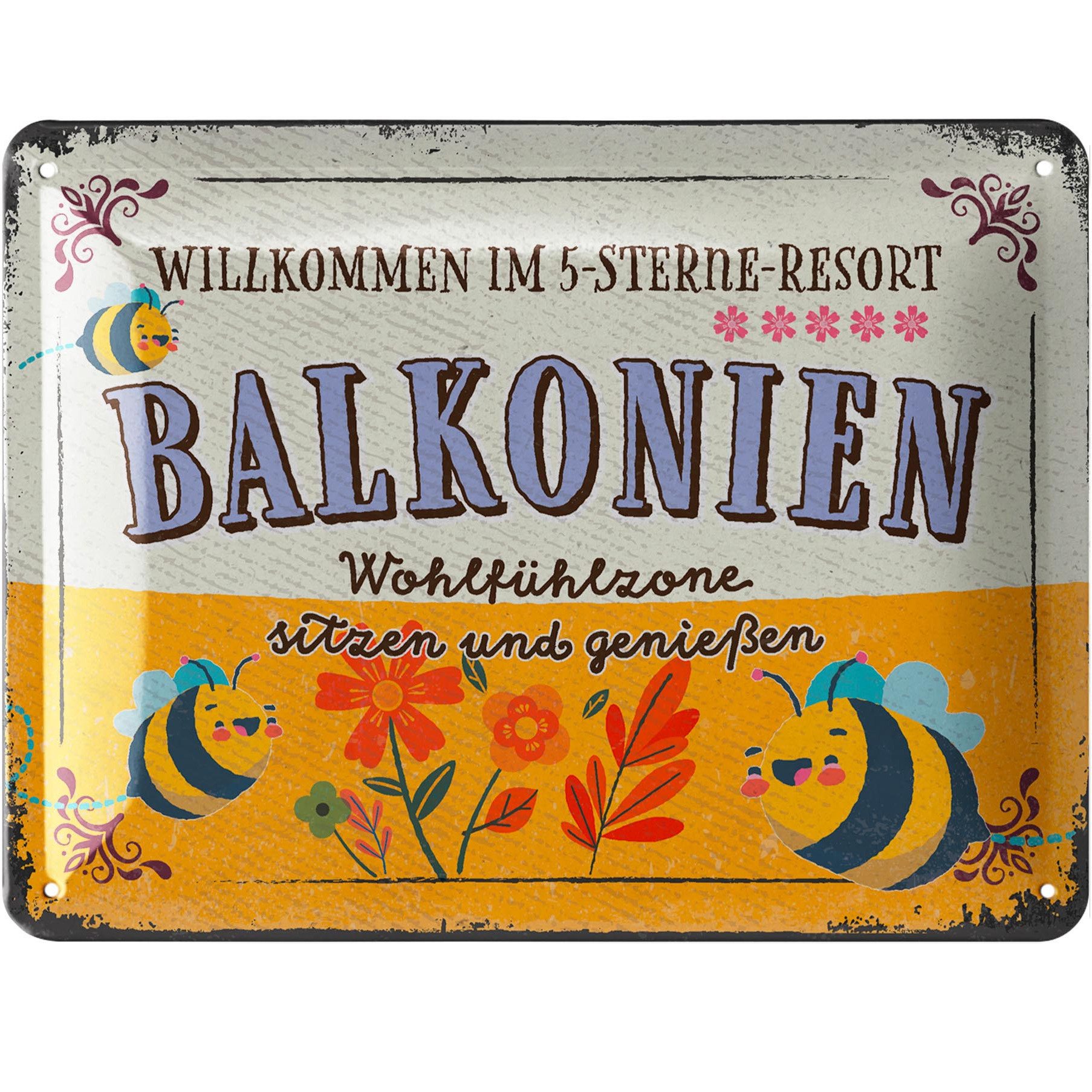 Image of Retro Metal Sign Balkonien Sign - Metal Signs Garden With Quotes - Nostalgic Decoration As Gardener Gifts - Retro Decor Vintage Metal Sign Garden Balcony 15x20cm Classic Edition