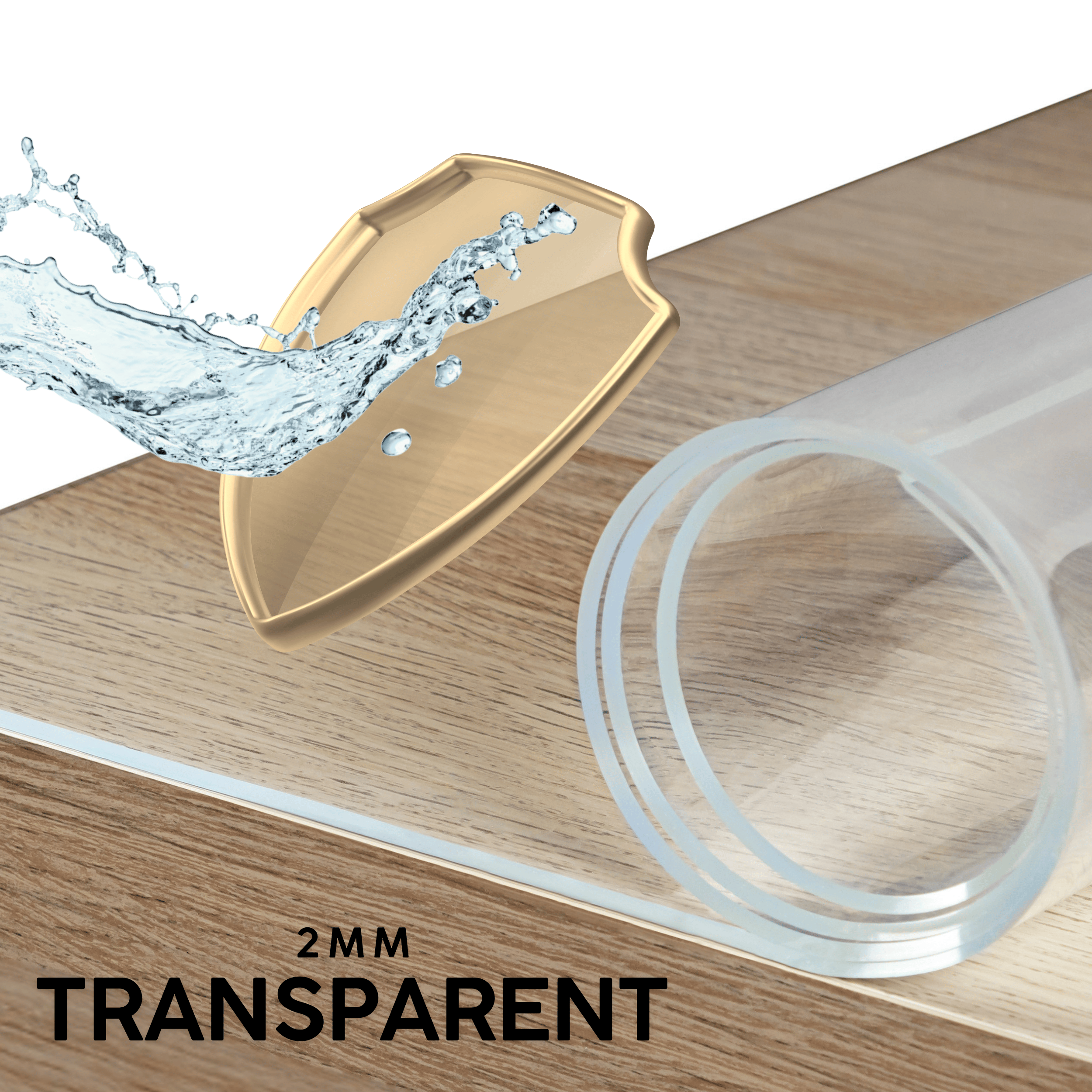 E-shop Schützende Tischdecke mit PVC 2Mm - Breite 50Cm - Transparente Weichglas Tischdecke, Kratzfest und Wasserabweisend, Leicht zu Reinigender