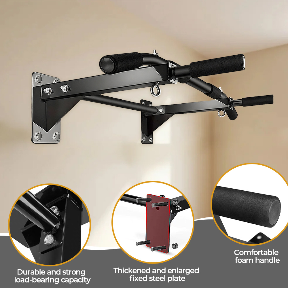 TEMU Barra de dominadas para en la pared, resistente, equipo de entrenamiento de negro para entrenamiento en el gimnasio en casa, desarrollo de