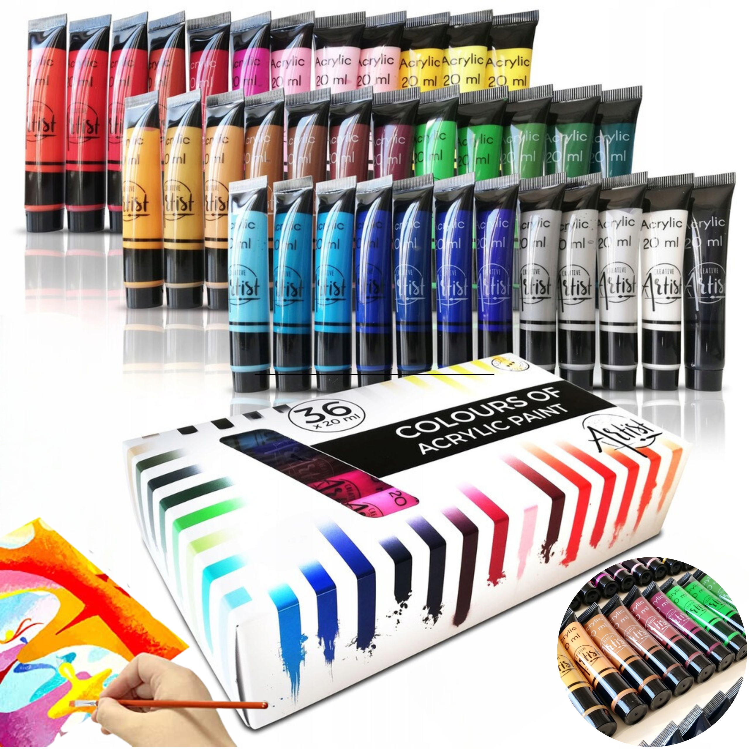 TEMU Acrylic Paint Set, High-quality Painting Set, Large Capacity (36 Bottles X 20 Ml), High-quality Acrylic Paint, High And Bright Colors, ,