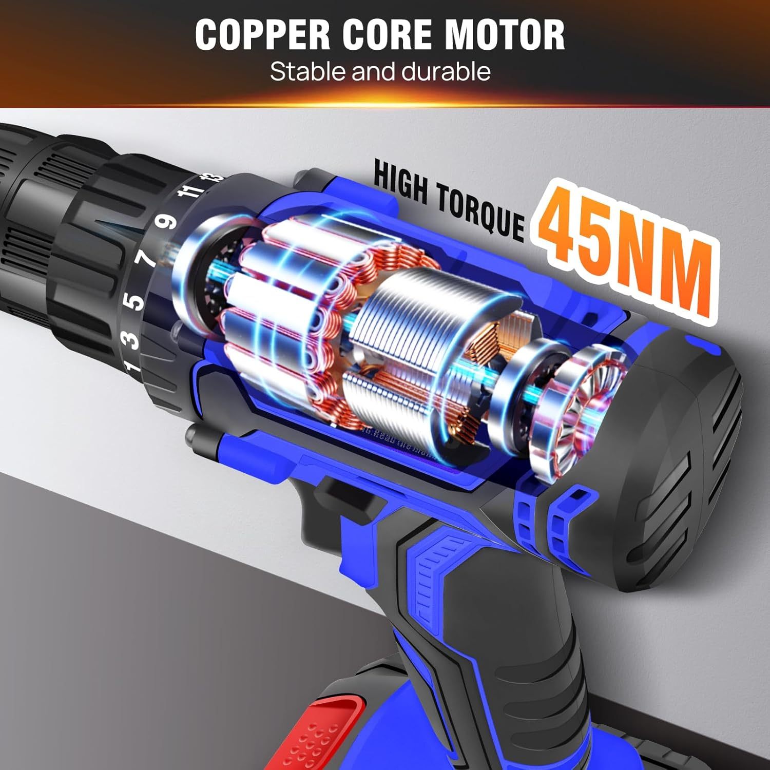 Accu Combi Boormachine, 21V Boormachine Set, Elektrische Schroevendraaier Boormachine met 25+1 Koppelinstelling, 60Nm Elektrisch Gereedschap Boormachine, 2 Snelheden, LED Licht, 31-delige Accessoires Accu Boormachine Kit voor Doe-het-zelvers