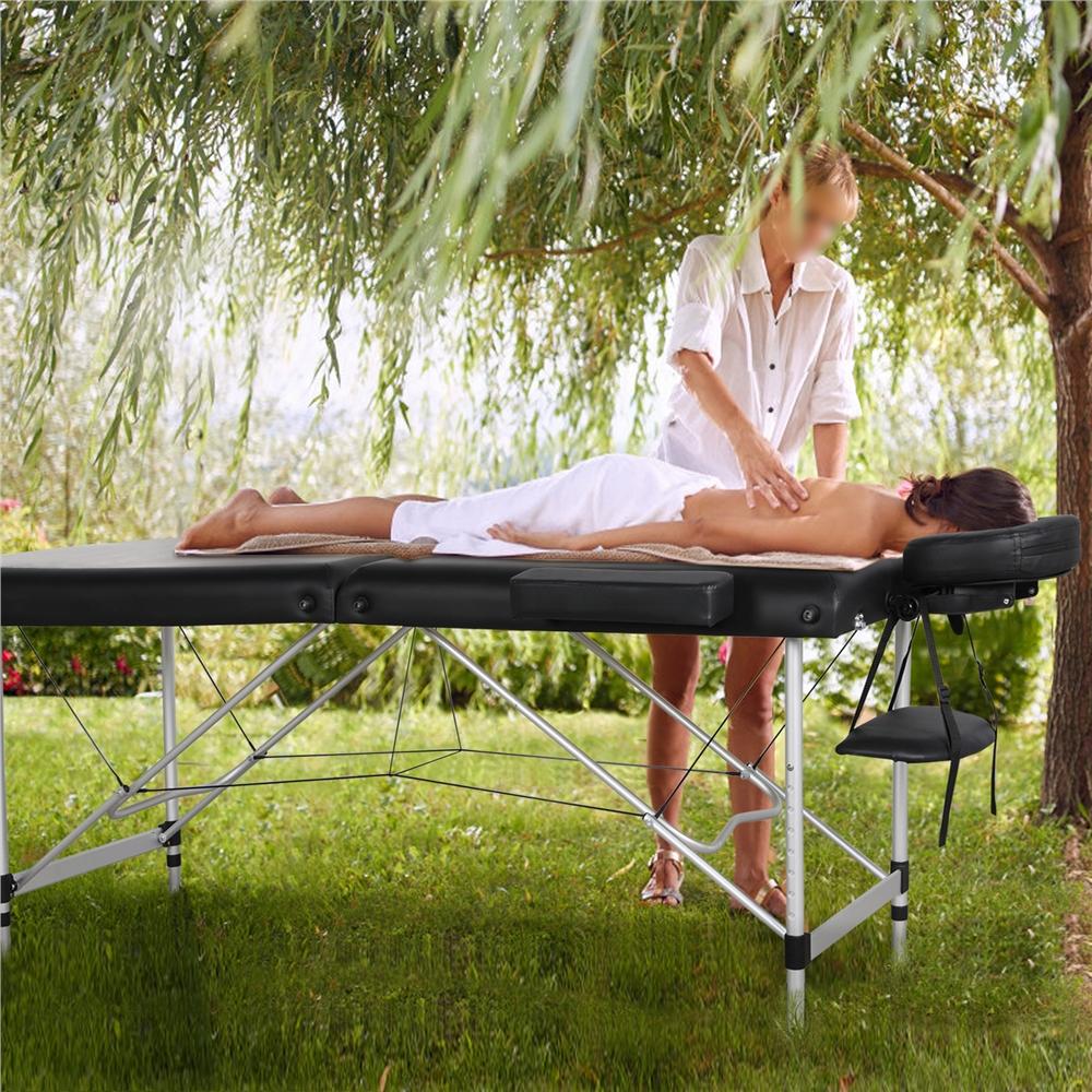 Costoffs Foldable Massage Table 2-zone Height Adjustable Massage Bed With Headrest, Armrests, And Bag