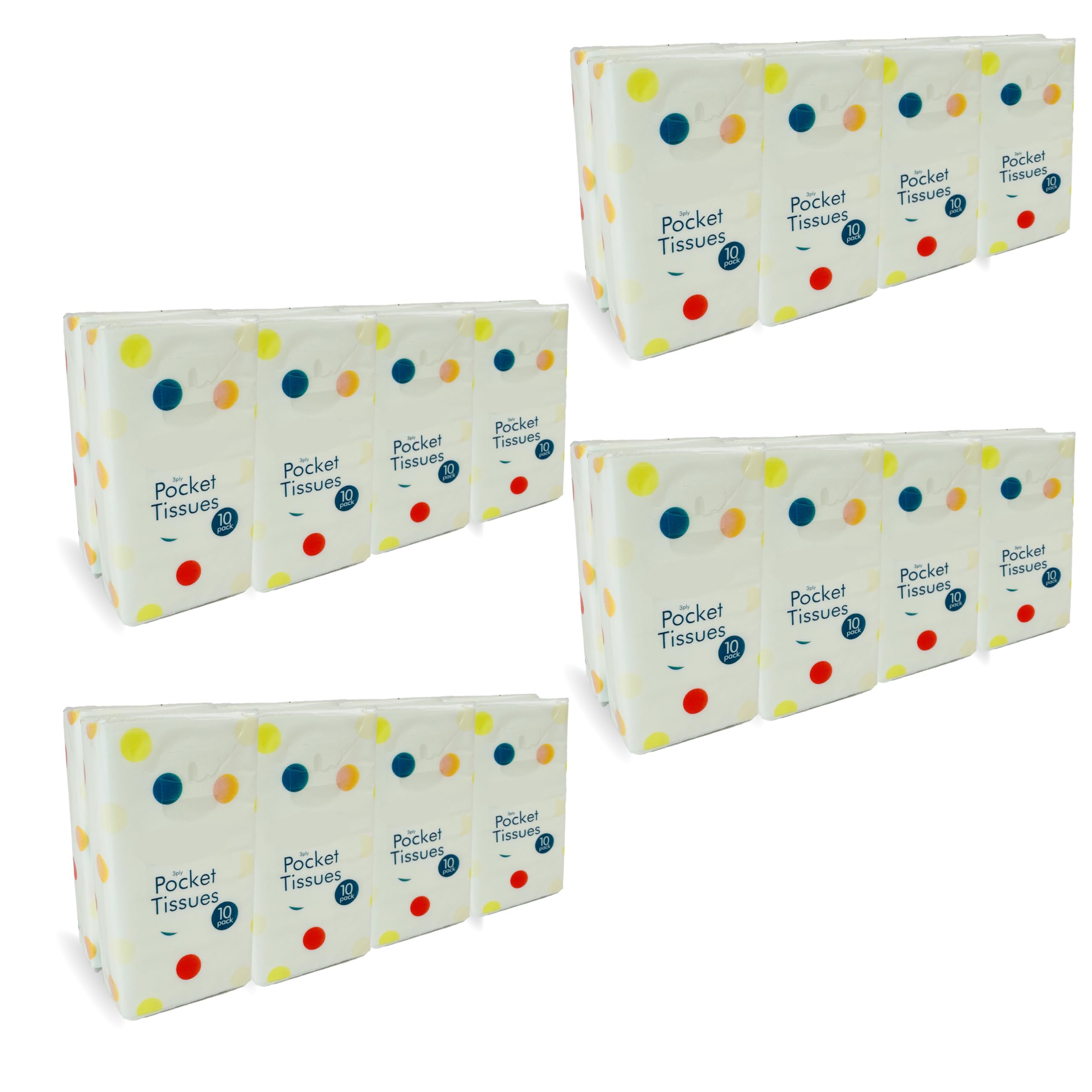 TEMU Lizzy 48 Pack (480 Pieace) Pocket Tissues | Multipack Ultra Soft, 3-ply, White, Travel Size Napkins | Makeup Care Travel Cleaning Fun Party