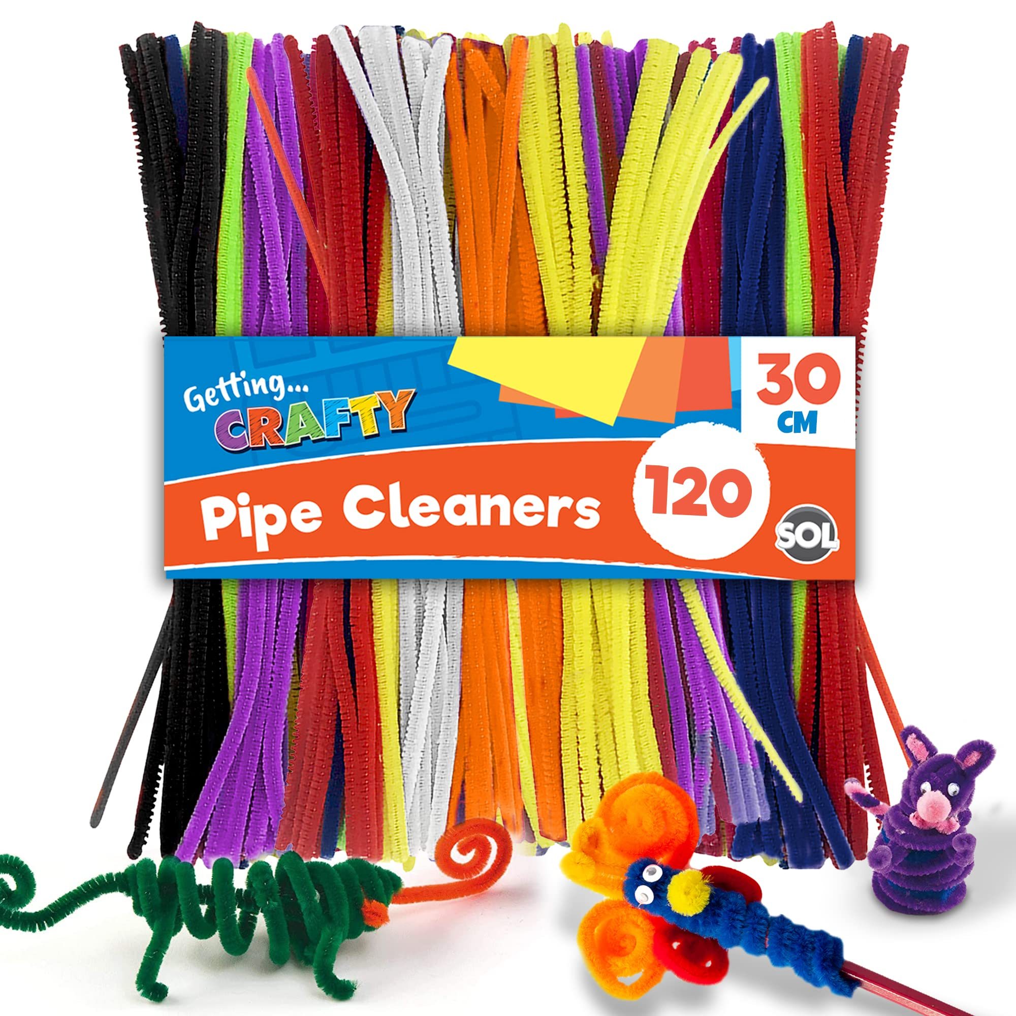 TEMU 120 Pack Long Pipe Cleaners 30cm | Colorful Chenille Stems For Diy Arts & Crafts | Soft Flexible Pipe Cleaners For Kids’ | Craft Stems In